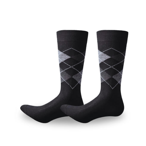 Premium Quality Black Pattern Argyle Crew Socks